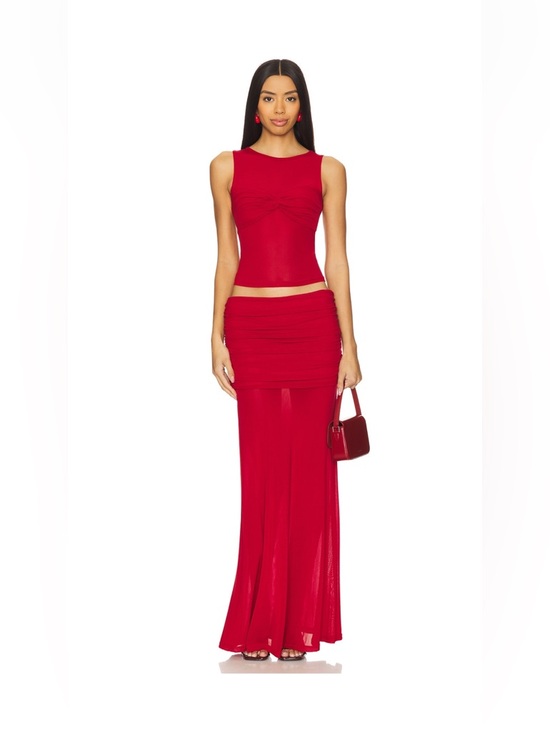 Runaway The Label Dresses & Skirts - Women's Red Maxi Skirt with Ruched Waist